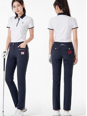 Louis Castel Navy Pants with Red Brand Tag